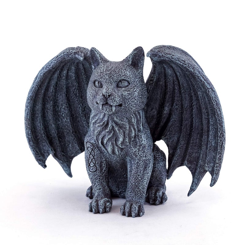 Top Collection Medieval Gargoyle Statue with Celtic Infinity Knot Tattoo - Hand Painted Winged Cat Sculpture with Stone Finish Look- 5-Inch Collectible Gothic Fantasy Figurine - Image 1